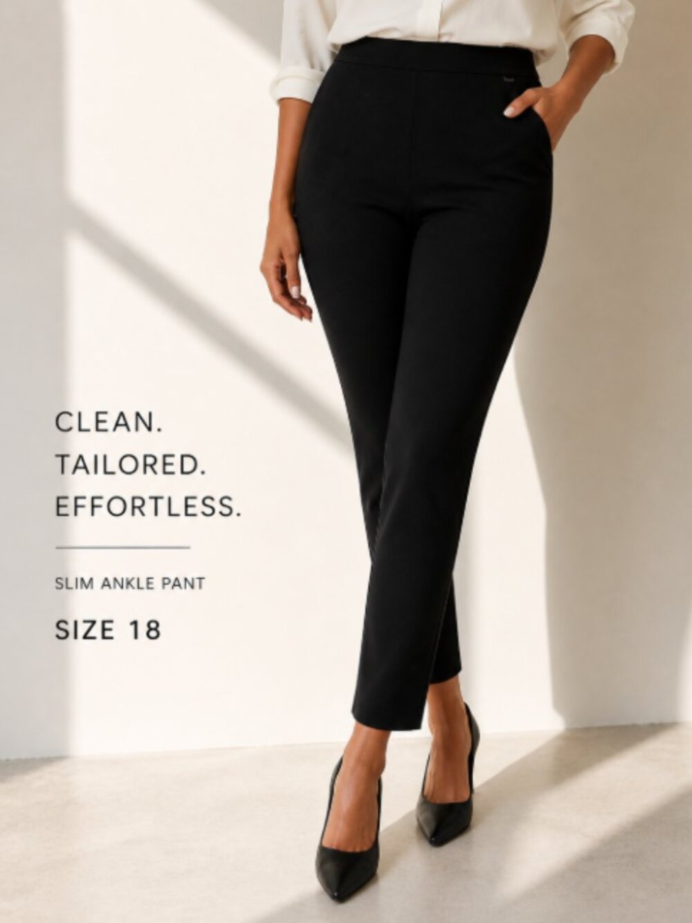 RAFAELLA SIZE 18 BLACK STRETCH PANTS